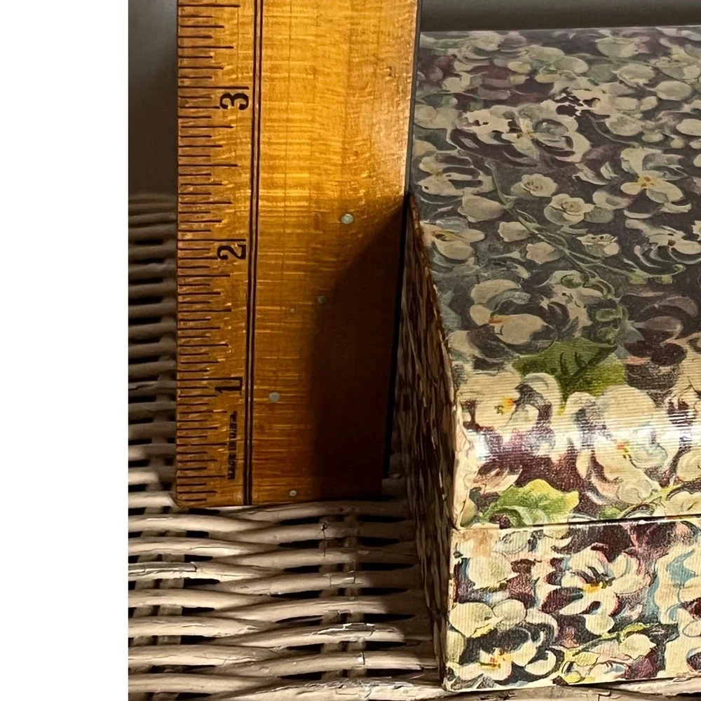 Vintage Decoupage Floral Jewelry Box Keepsake Box Ruched Pink Lining Mid century